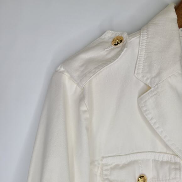 Lauren Ralph Lauren Women's Ivory Officer Utility Jacket Gold Buttons Large - Picture 6 of 10